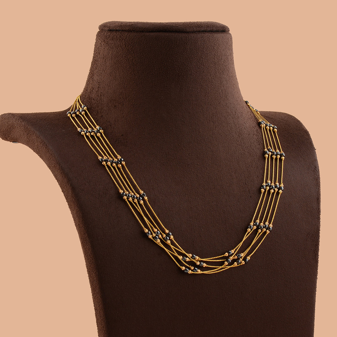 Multiline Crystal Beads Necklace gold Chain