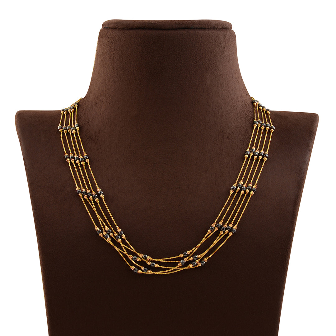 Multiline Crystal Beads Necklace gold Chain