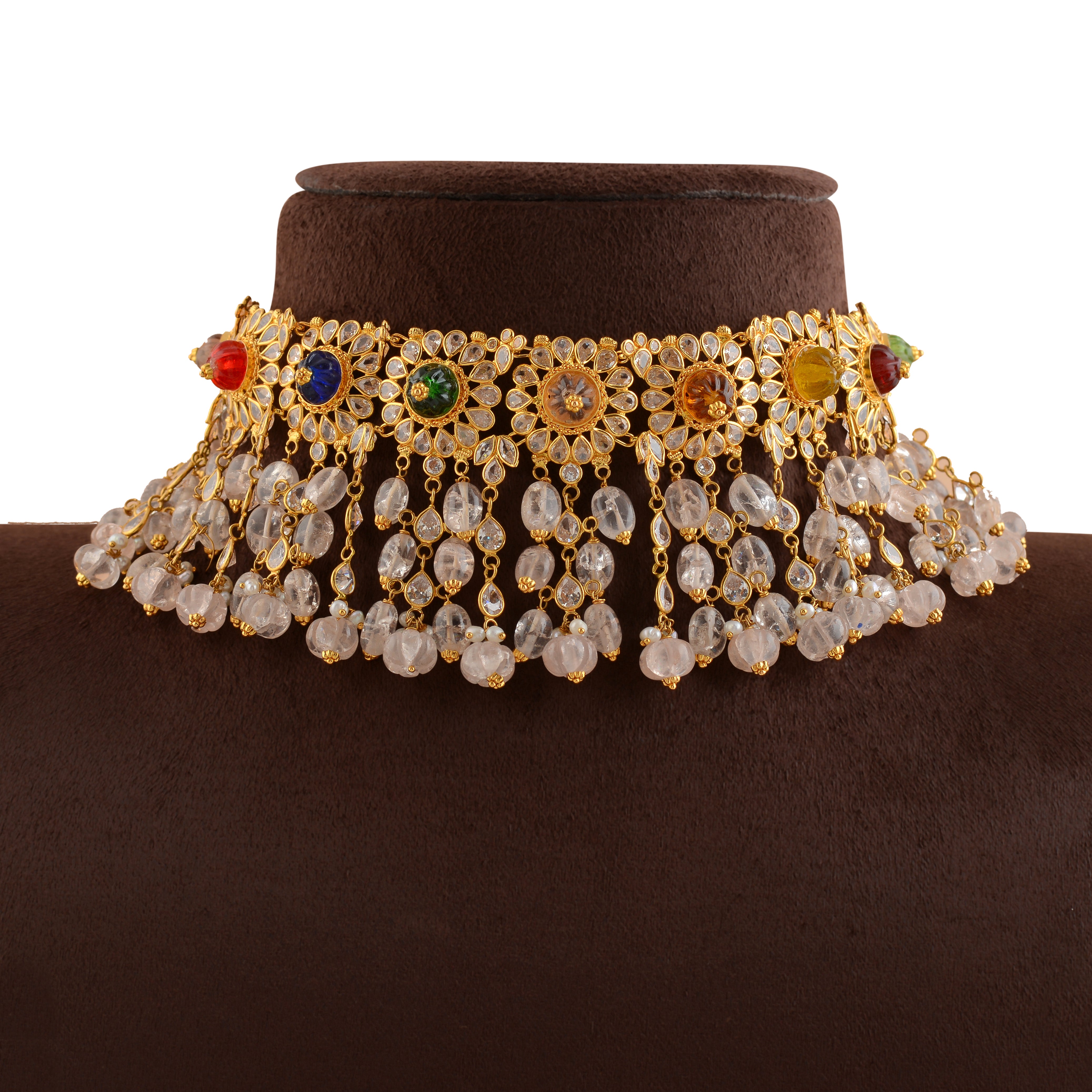 Ravishing Gold Pearl Choker With Hanging Beads