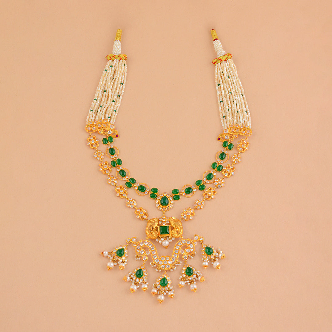 Maharanai  Gold Pearl Long Necklace