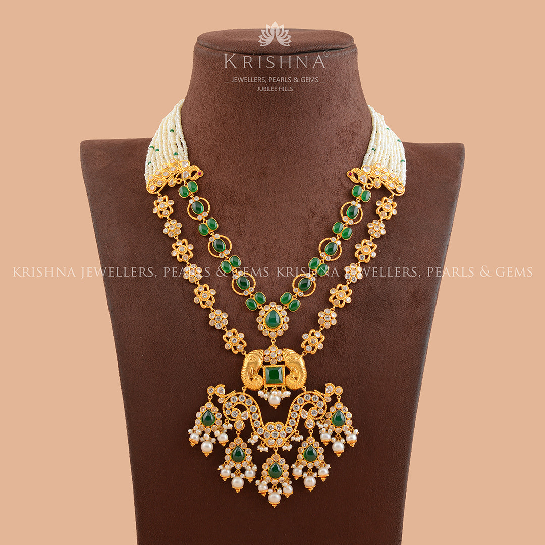 Maharanai  Gold Pearl Long Necklace