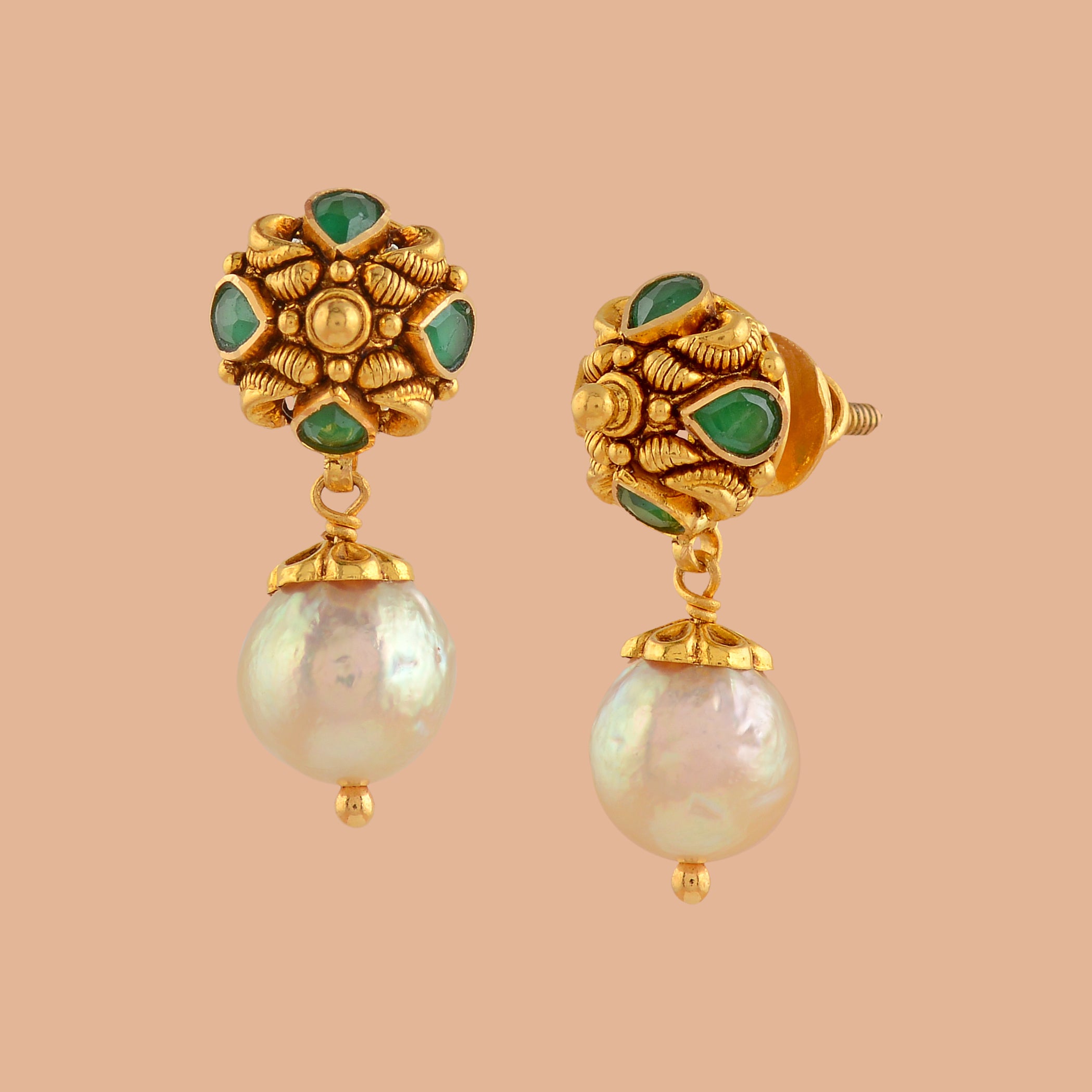 Mini Pearl Earrings Gold  nootkajewelrycom