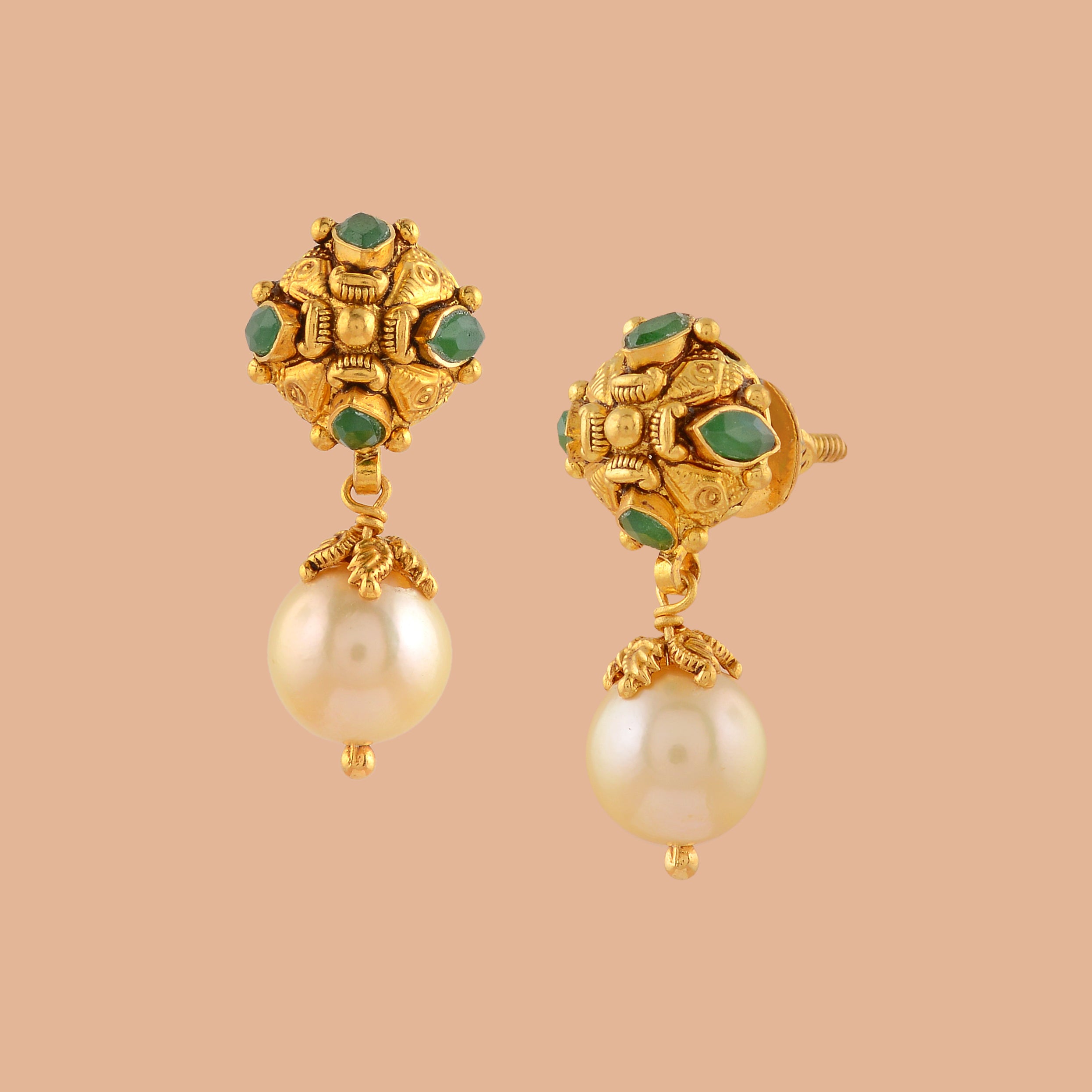 Real Gold Pearl Earrings
