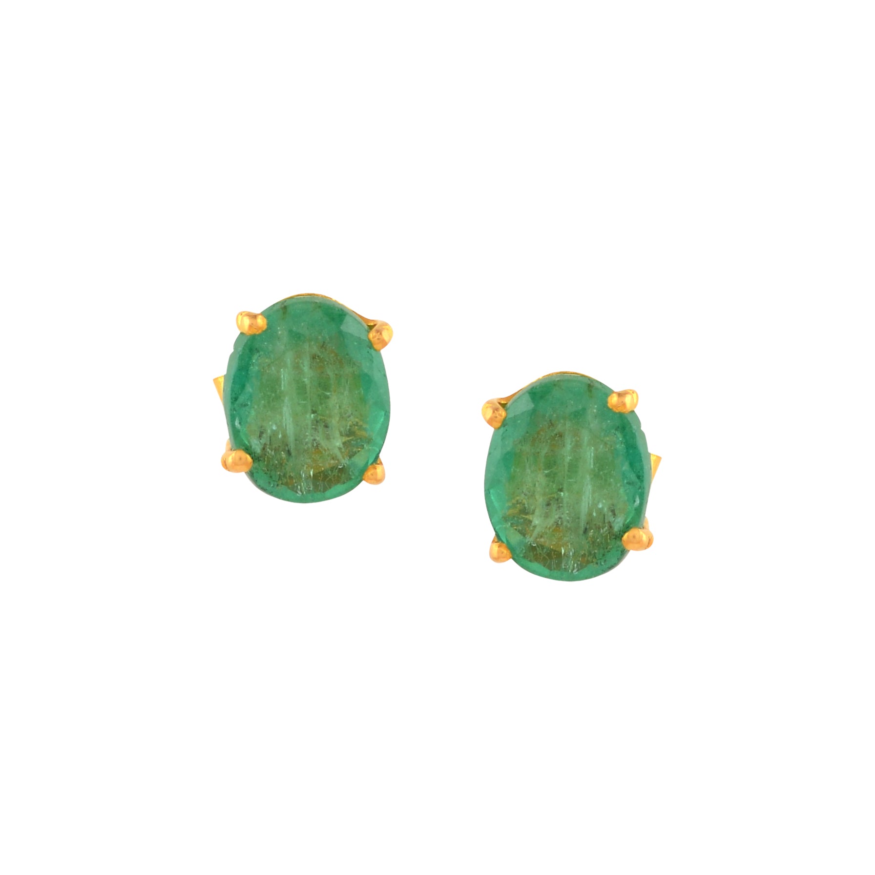 Green Studs Earrings in 22K Gold