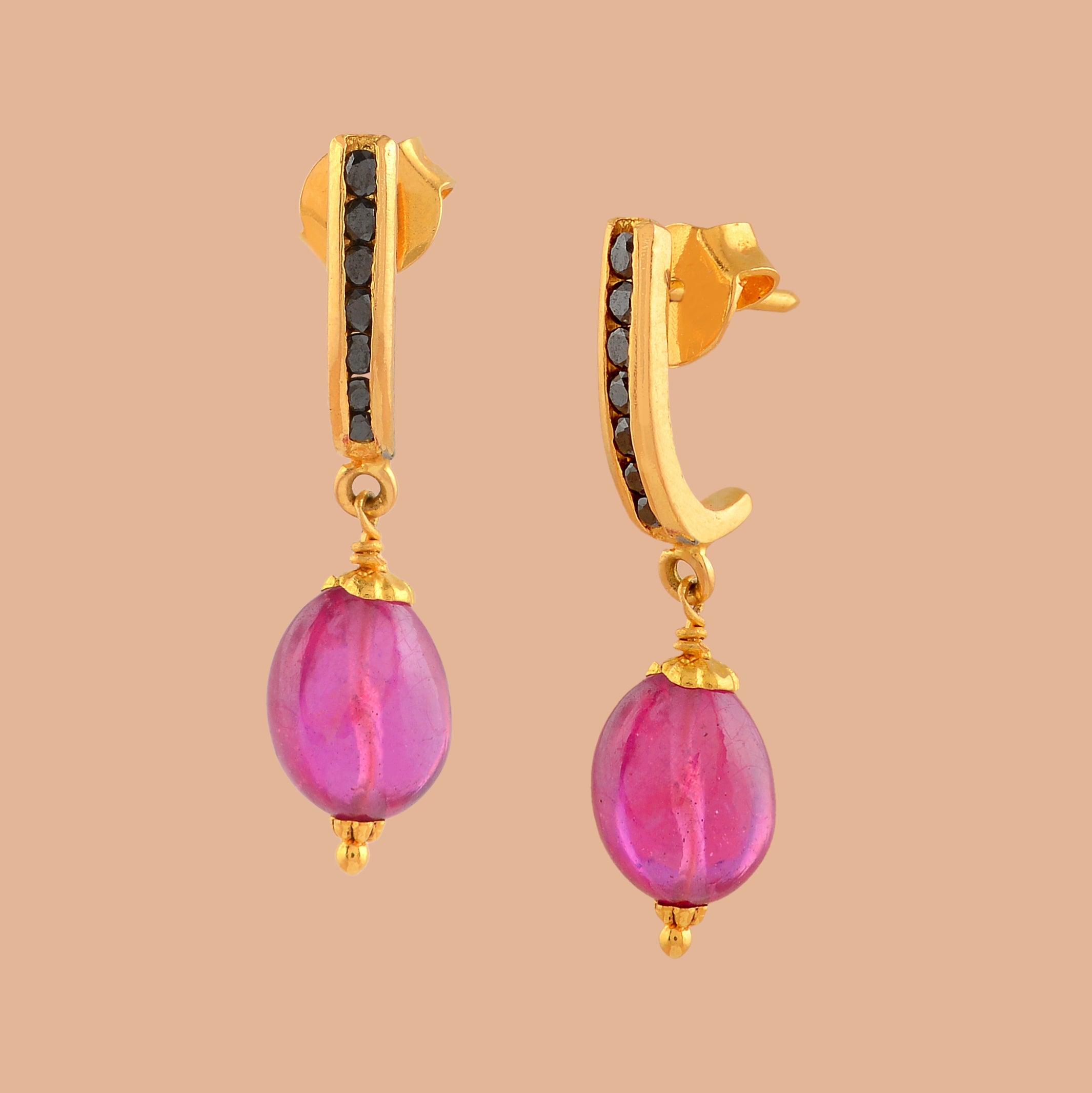 Ombre Colourburst Peacock Gold Earrings-Candere by Kalyan Jewellers