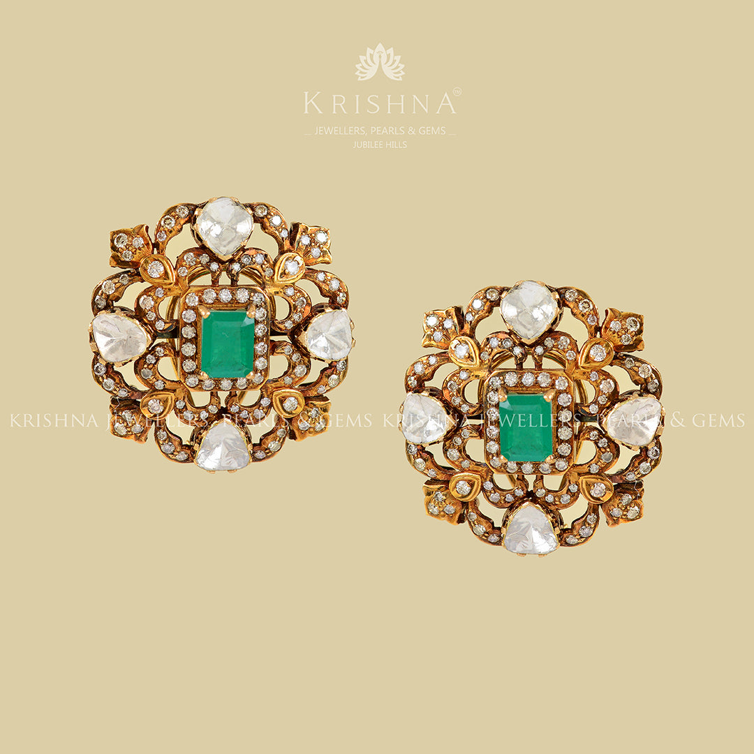 Victorian Polki Stud Earrings