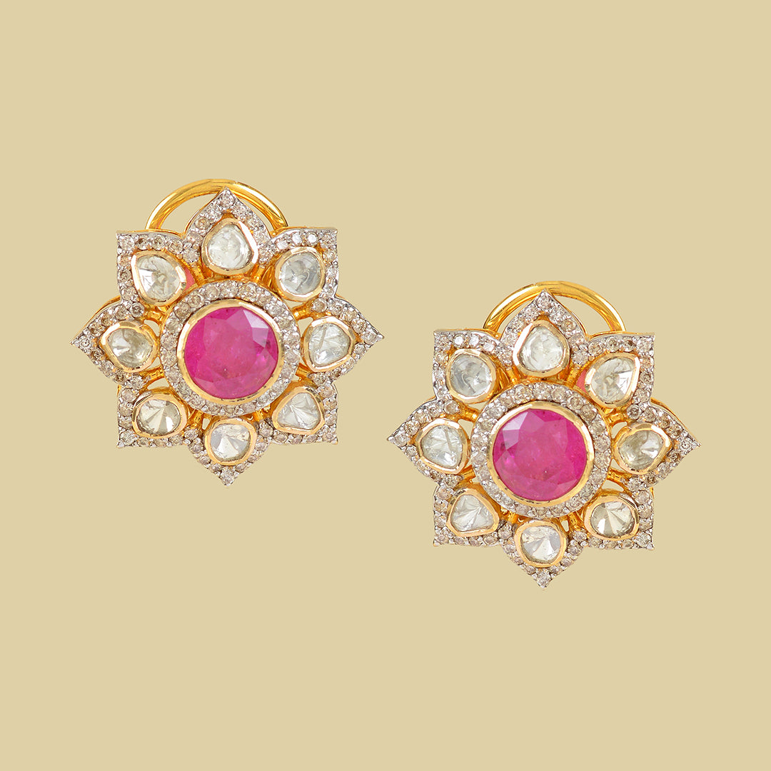 Sterling Silver Rhodium Hoop Earrings with Rubies | Bluestone Jewelry |  Tahoe City, CA