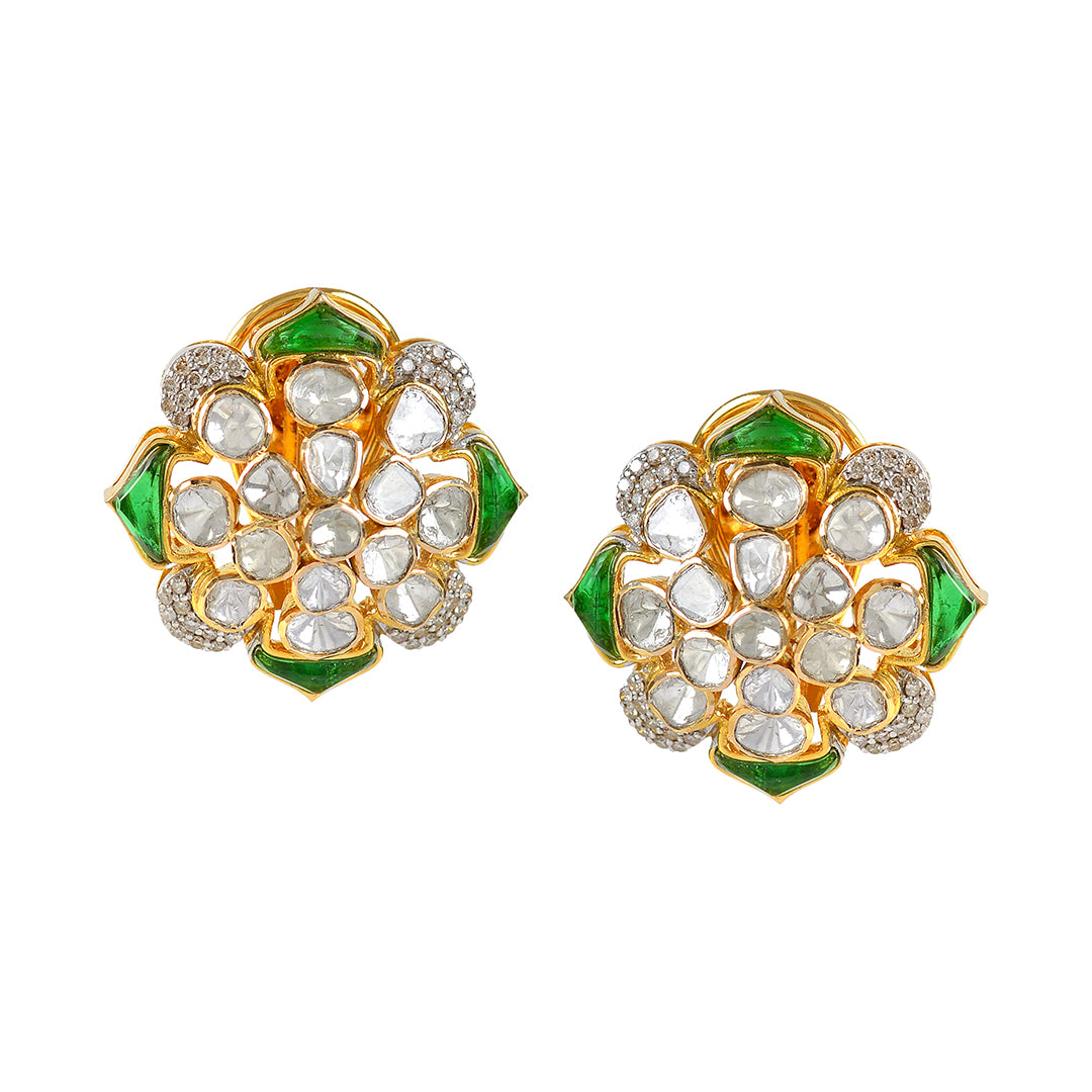 Polki Emerald 18k Studed Earrings