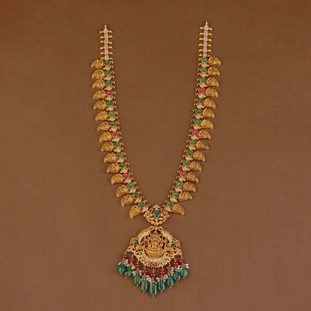 Gold Long Chain in Mango Design - Krishna Jewellers Pearls and Gems