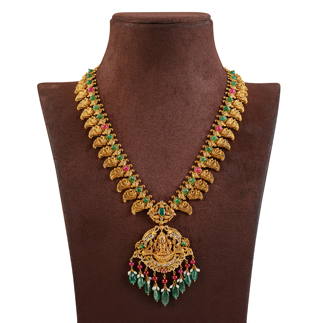 Gold Long Chain in Mango Design - Krishna Jewellers Pearls and Gems