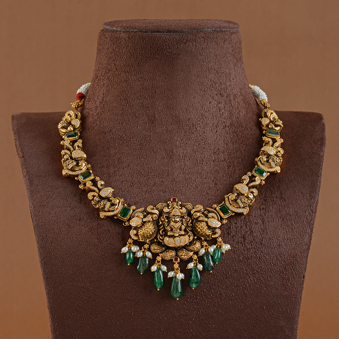 Gold Necklace With Nakshi Work - Krishna Jewellers Pearls and Gems