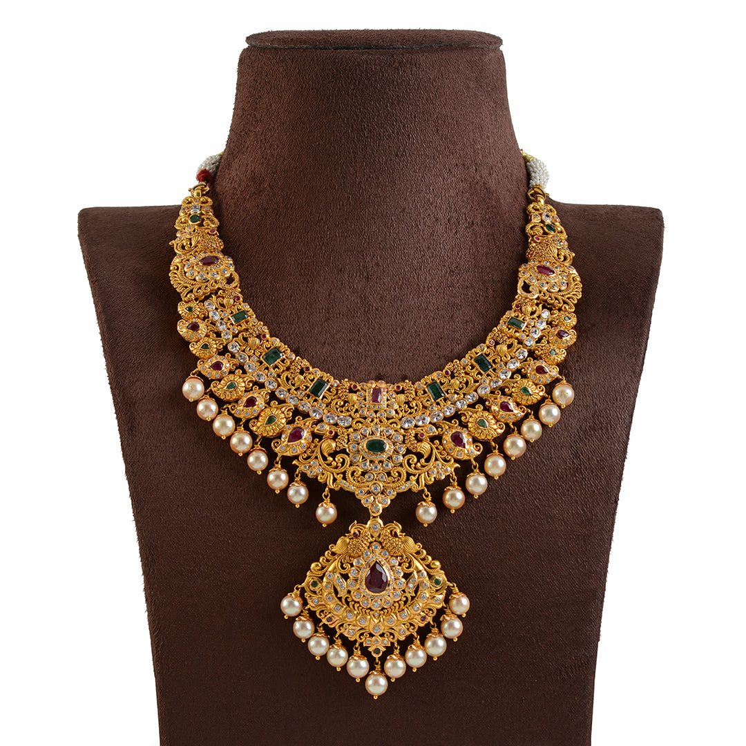 22K Gold Necklace With Culture Pearls