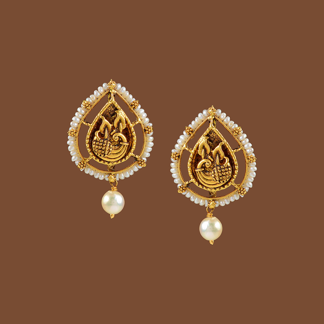 Gold Baroque Pearl Hoop Earrings - The Vintage Pearl