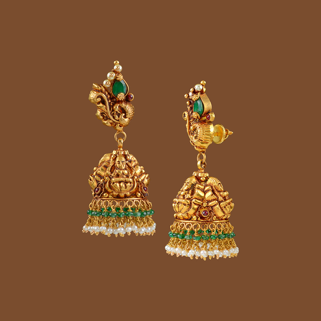 Lakshmi devi flower earrings E103  Kruthika Jewellery