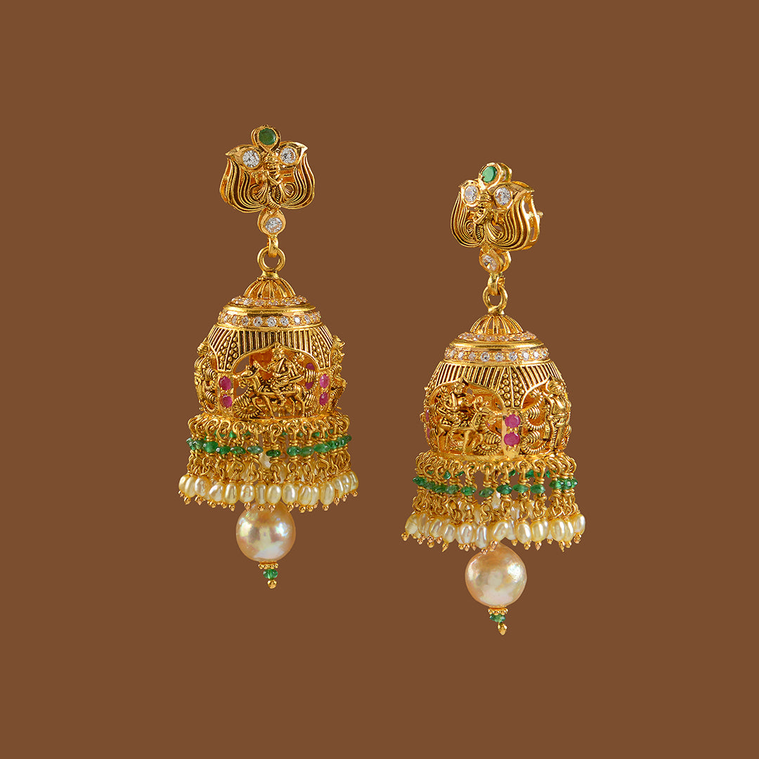 Gold on sale hanging jhumkas