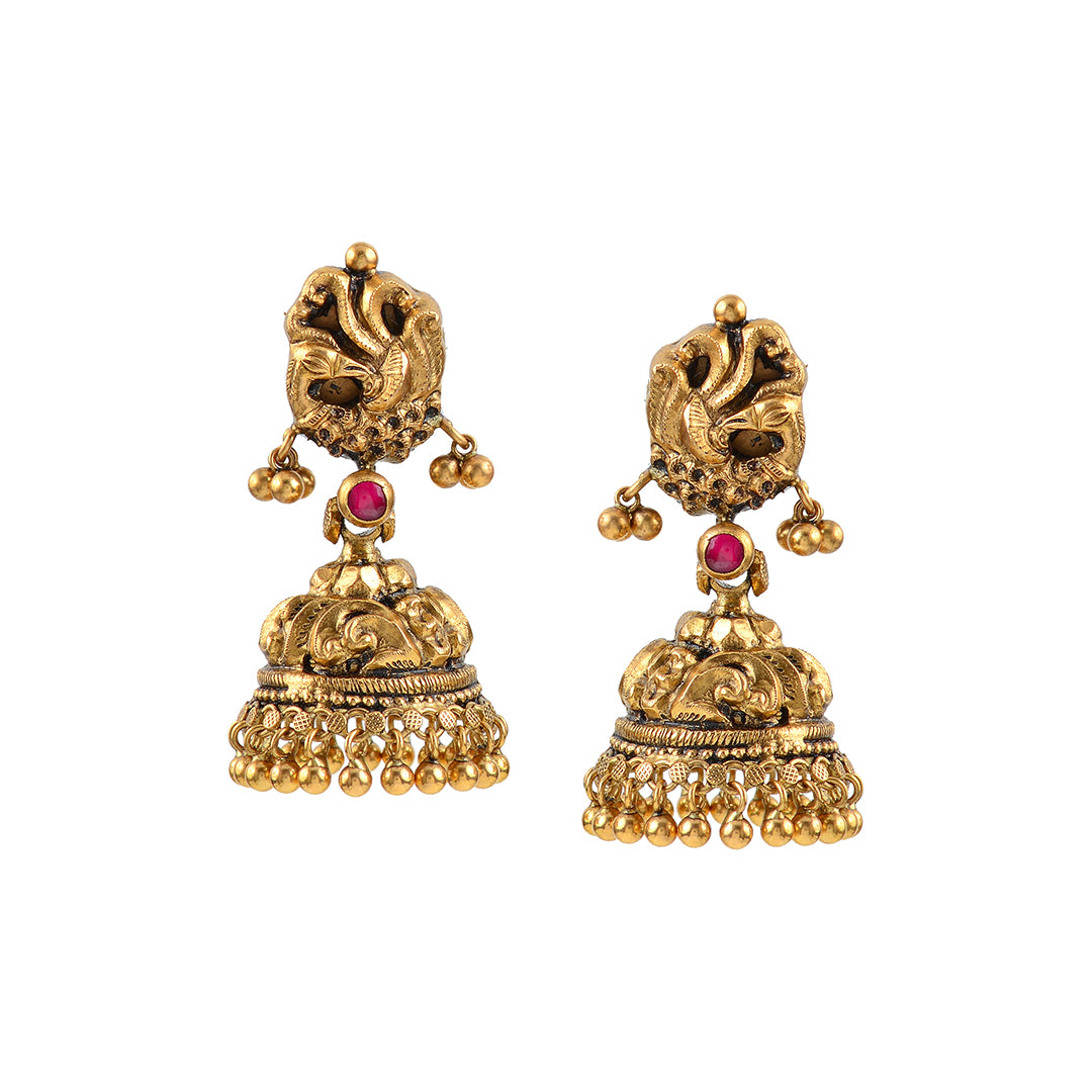 Gold Jhumka Earrings Hanging Gold Balls