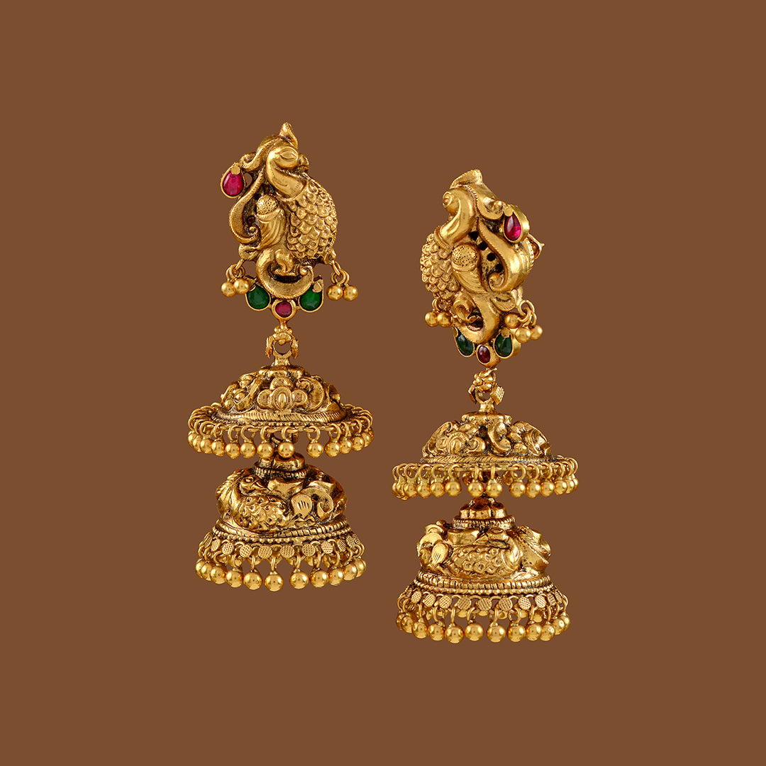 Twosome Gold Jhumaka Earrings