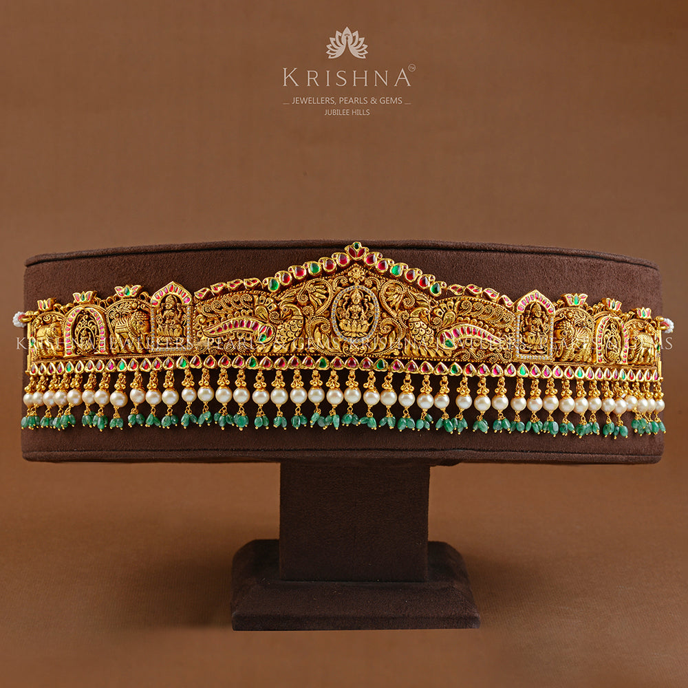 Buy 22k Peacock Themed Gold Lakshmi Vaddanam | Krishna Jewellers ...